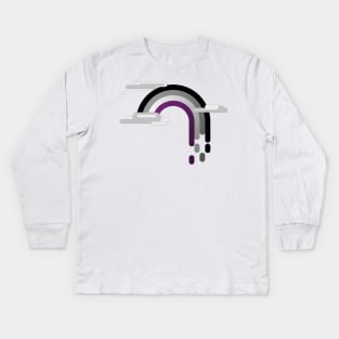 Asexual Pride Flag Minimalist Drip Rainbow Design Kids Long Sleeve T-Shirt